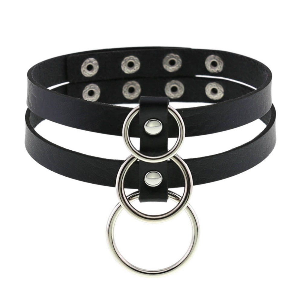 Bullet 69 - Ring Double Circle Cage Choker - Black/Black